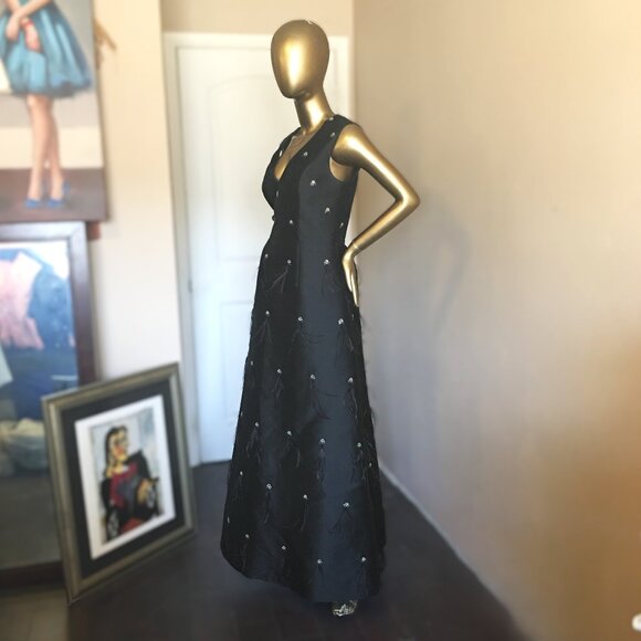 𝐒𝐭. 𝐉𝐨𝐡𝐧 Silk Blend Hand Beaded Mikado Gown - Picture 8 of 16